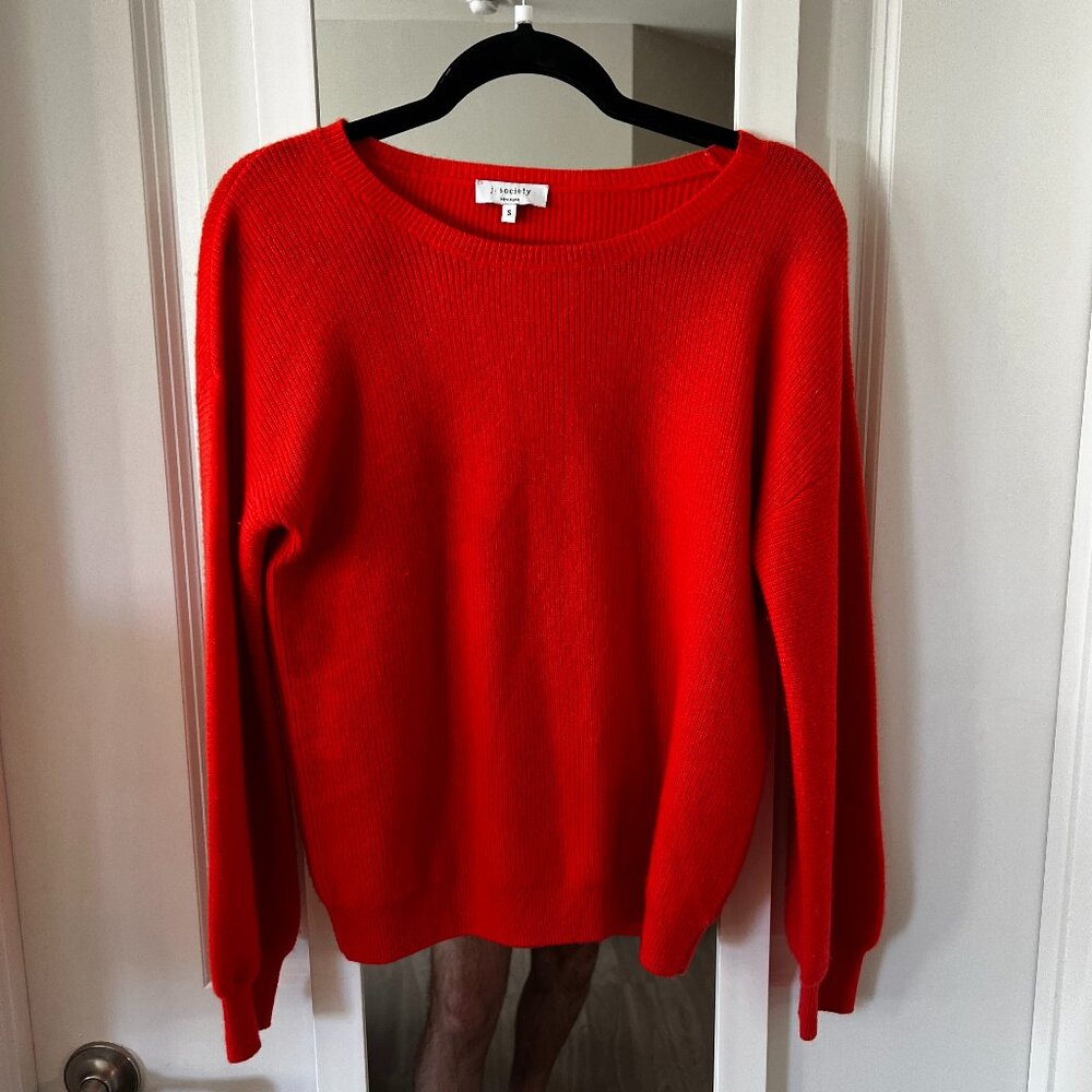 1043 J. Society Cashmere Sweater Size Small Color Red Orange